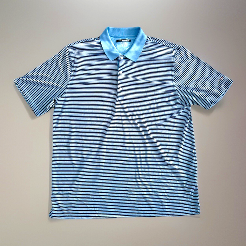 Greg Norman Mens XXL Play Dry Striped Summer Comfort POLO Shark Embroidered Golf